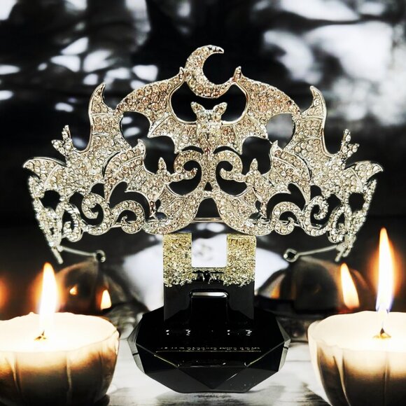 Handmade Accessories - Vampire Bat Crown, Crystal crown, Witch crown, Evil queen crown, Silver crown